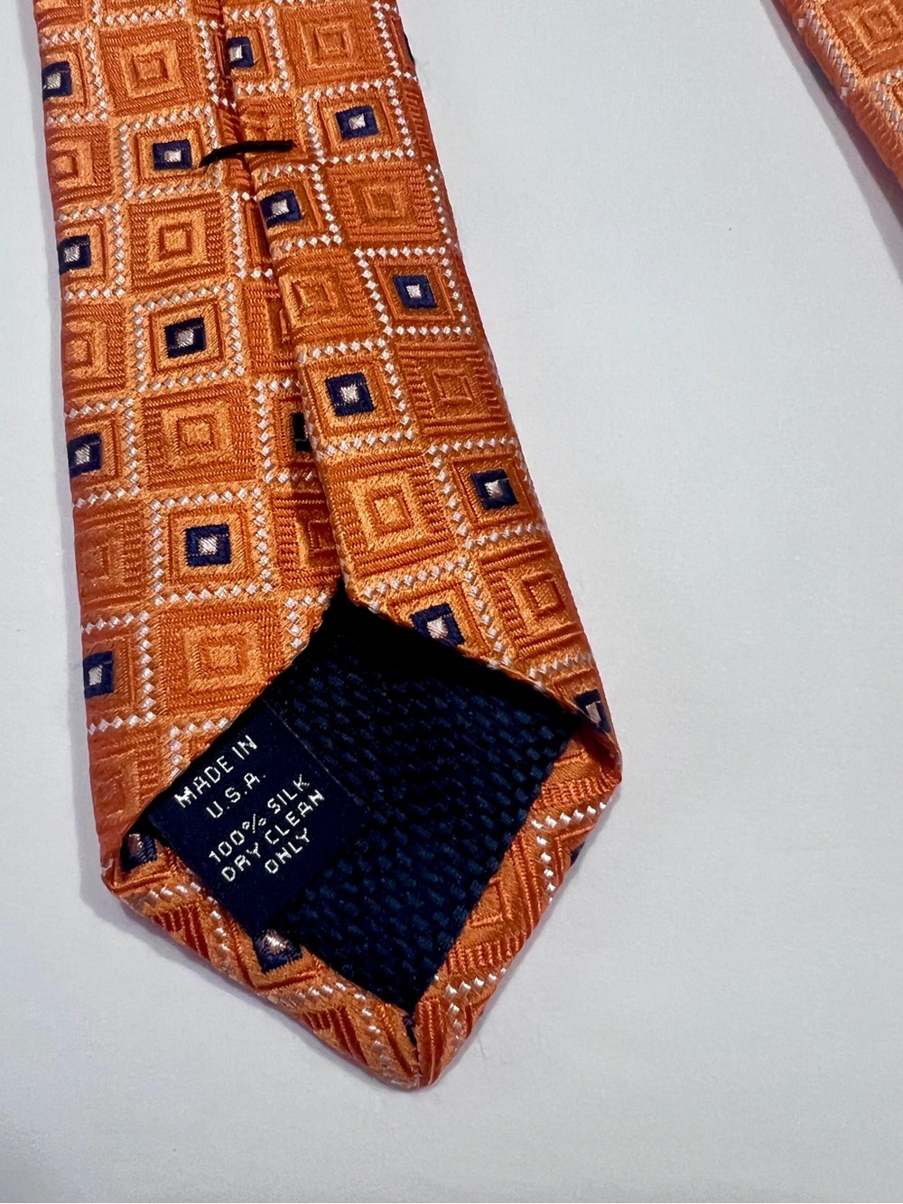 Daniel Cremieux Silk Tie Orange Geometric 59” - Picture 5 of 5